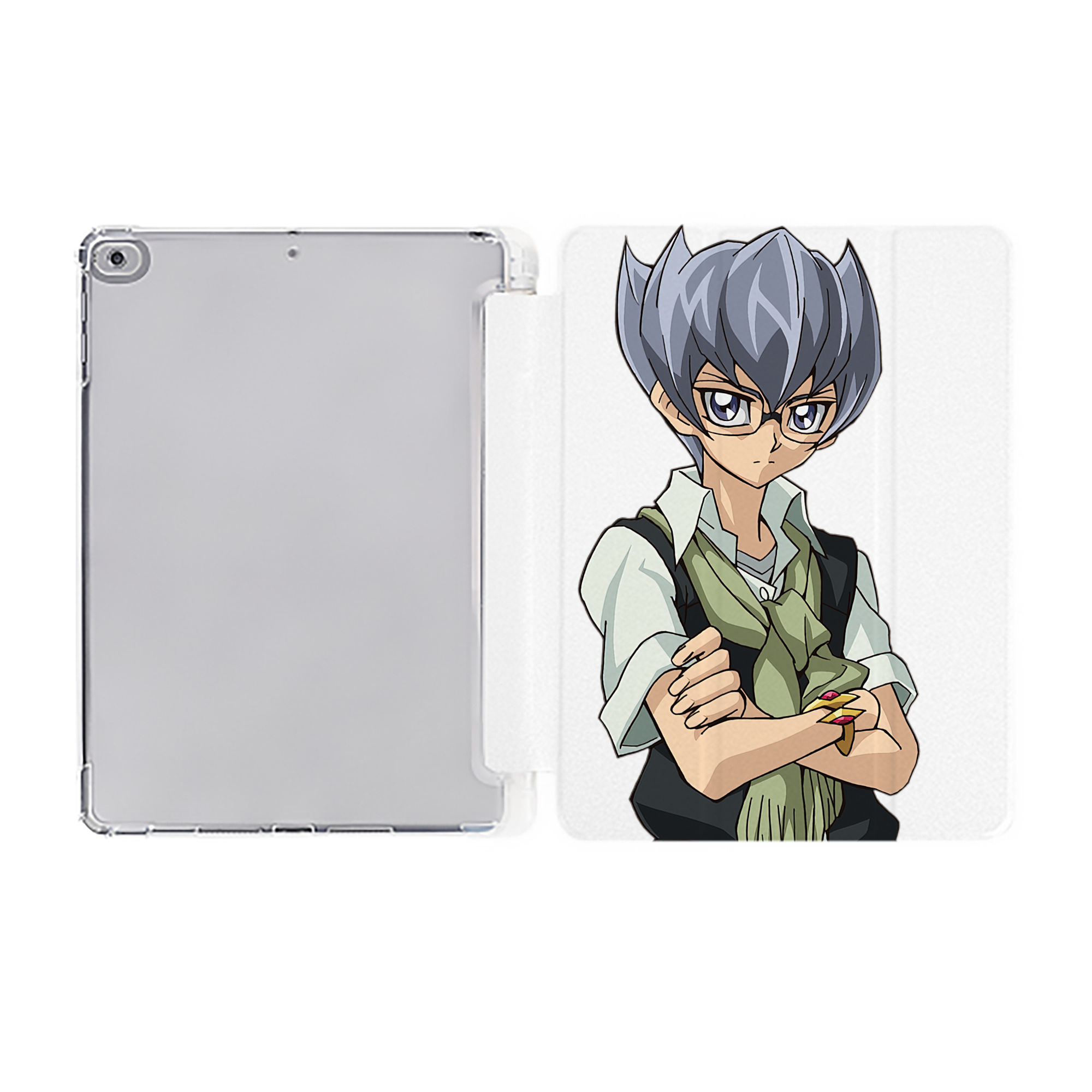 （画像用） 遊☆戯☆王 Yu-Gi-Oh! IPad ケース ペン収納付き 三つ折りスタンド PUレザー×シリコン 対応機種9.5/10.5/10.9インチ